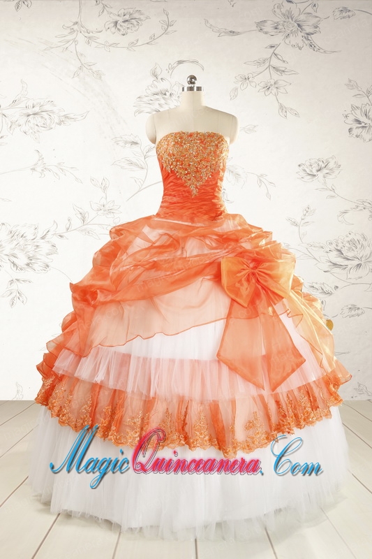 2015 Perfect Strapless Quinceanera Dresses with Beading