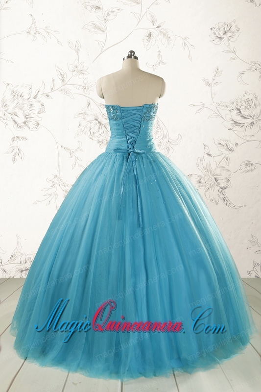 2015 Pretty Strapless Quinceanera Dresses with Beading