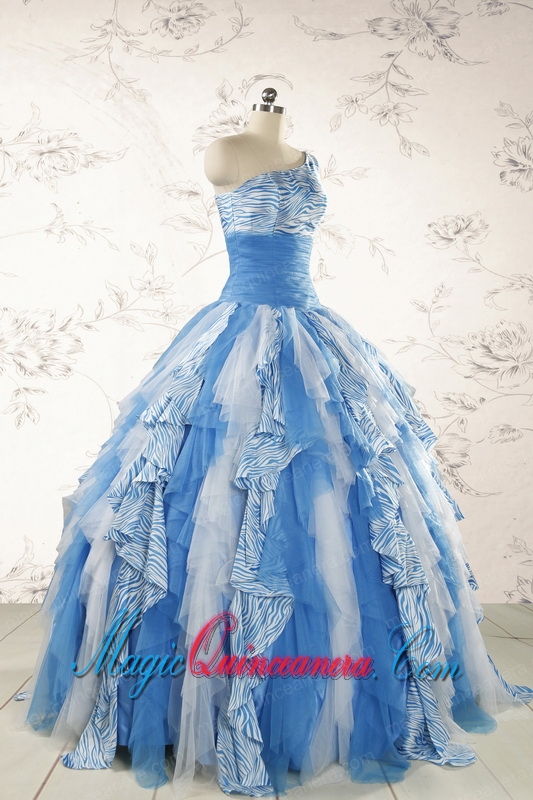 Discount One Shoulder Printed Quinceanera Dresses for 2015