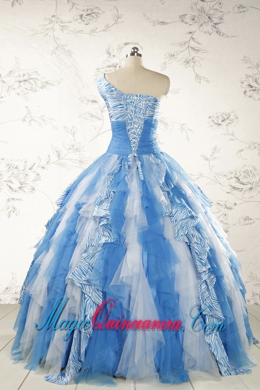 Discount One Shoulder Printed Quinceanera Dresses for 2015