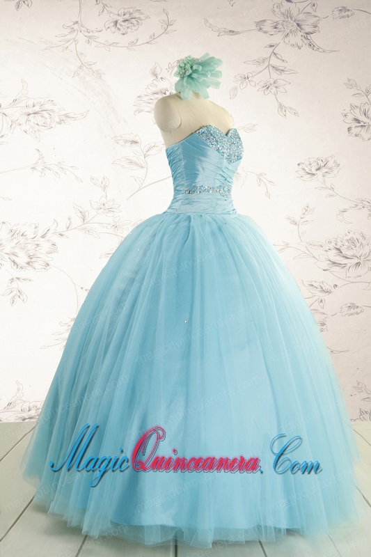 Elegant Beading 2015 Quinceanera Dress in Baby Blue
