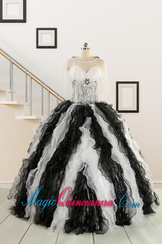 Exclusive Black and White Quinceanera Dresses with Zebra and Ruffles