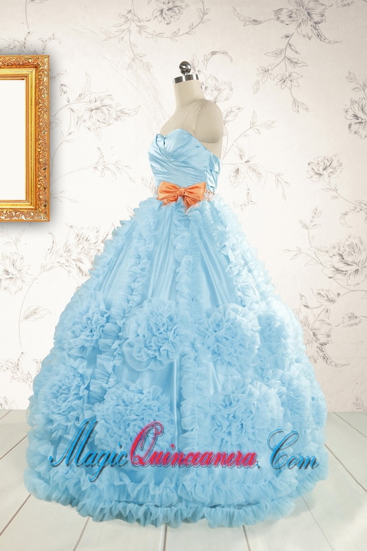 Unique Beading Aqua Blue Quinceanera Dresses for 2015