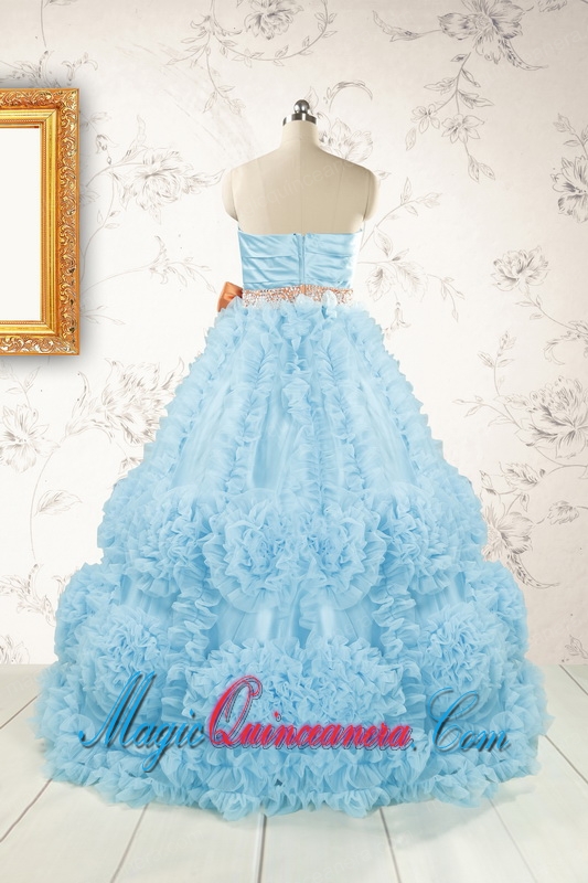 Unique Beading Aqua Blue Quinceanera Dresses for 2015