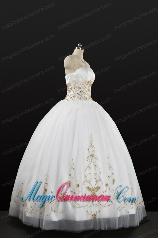 White Strapless 2015 Quinceanera Dress with Beading and Appliques