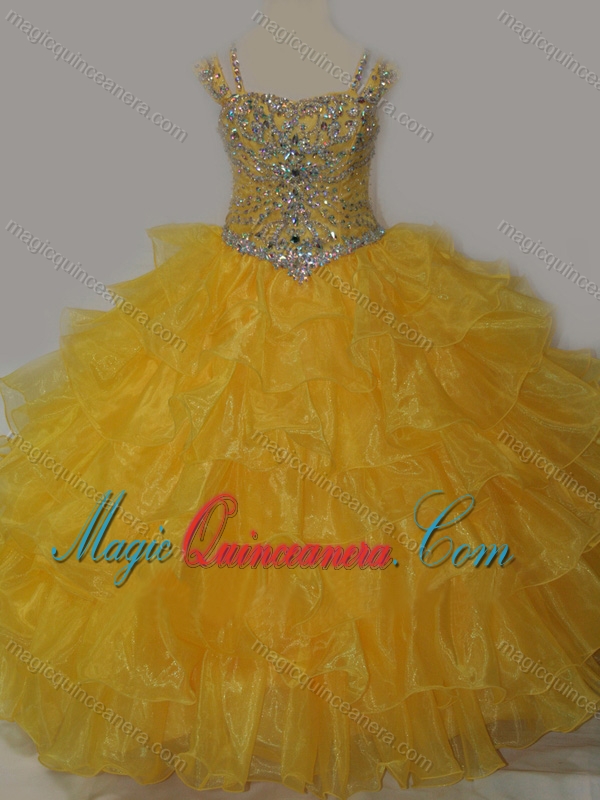 little girl yellow pageant dresses
