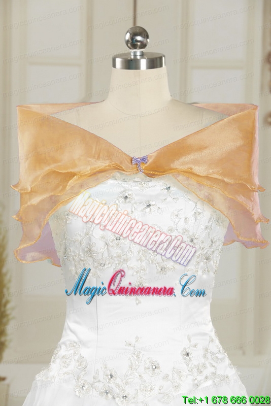 Puffy Luxurious 2015 Quinceanera Dresses with Appliques and Ruffles