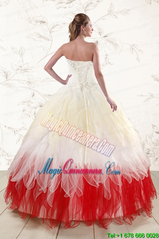 2016 Unique Multi Color Sweetheart Ruffled Quinceanera Dresses wth Beading