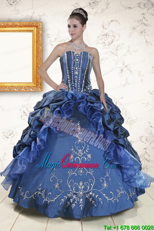 Classical Sweetheart Navy Blue Quinceanera Dresses with Beading
