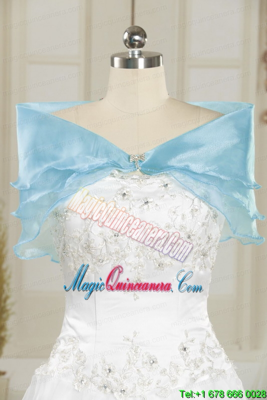 New Style Aqua Blue Quinceanera Dresses with Beading and Flowers