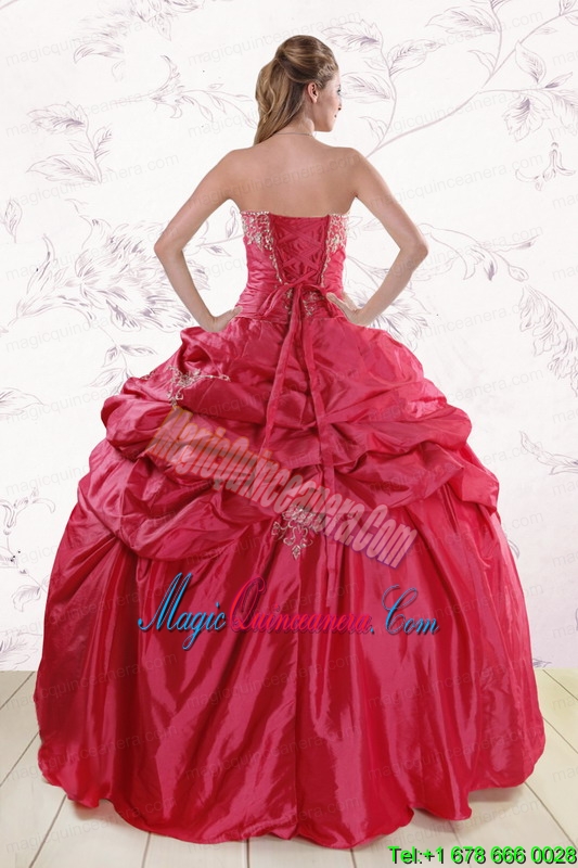 2015 New Style Strapless Appliques Quinceanera Dresses