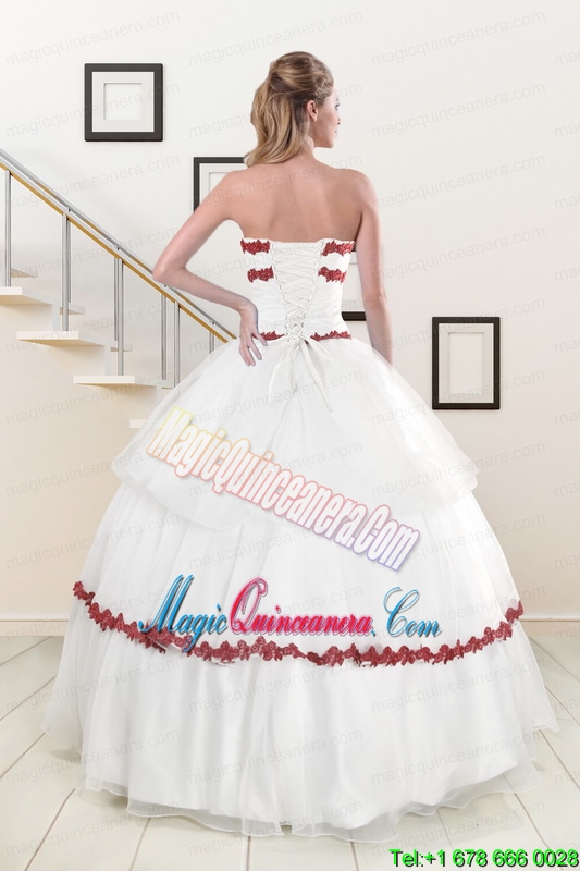 2015 Sweetheart Ball Gown Quinceanera Dresses with Appliques