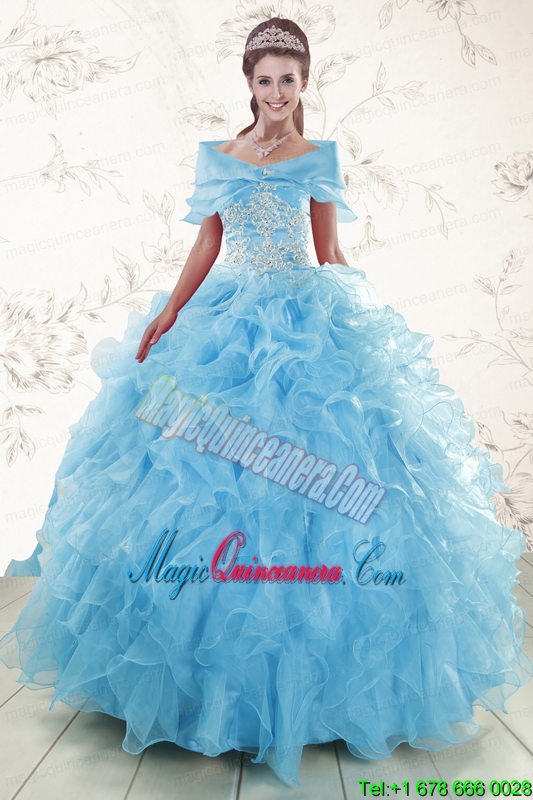 Aqua Blue Ball Gown Sweetheart Beading Sweet 16 Dresses