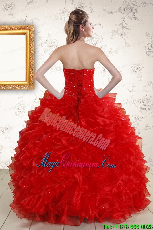 Pretty Ball Gown Sweetheart Red Quinceanera Dresses with Beading