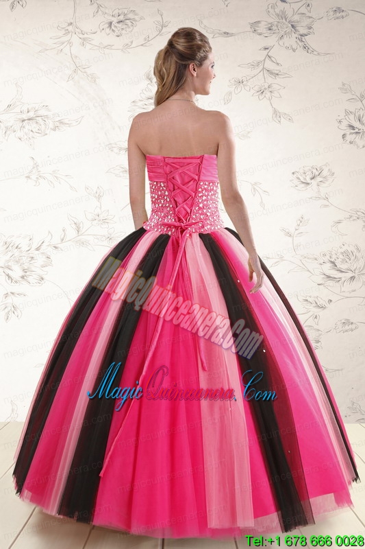 Unique Multi Color Sweet 15 Dresses with Beading for 2015