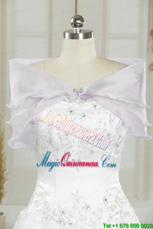 White Strapless 2015 Quinceanera Dress with Beading and Embroidery