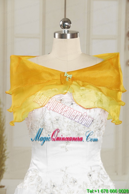 Wonderful Yellow 2015 Quinceanera Dresses with Strapless