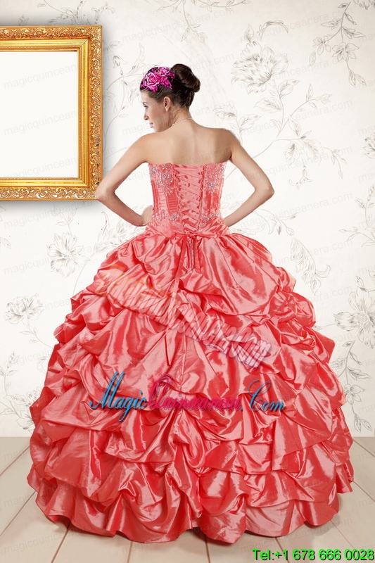 2015 Beautiful Sweetheart Beading Quinceanera Dresses in Watermelon