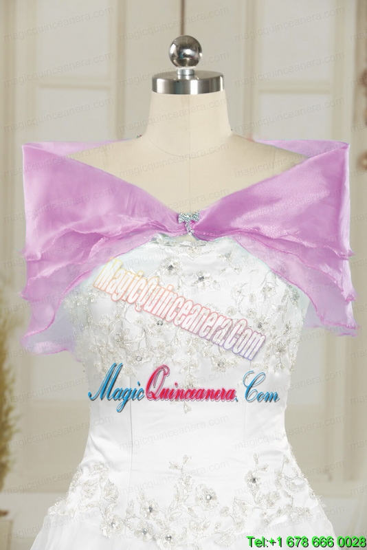 2015 Cheap Strapless Quinceanera Dresses with Appliques and Ruffles