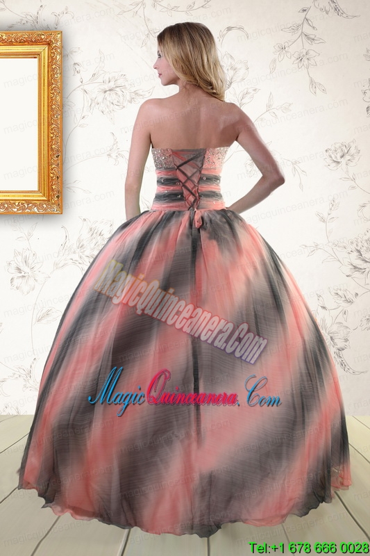 2015 Perfect Multi Color Dress For Quinceanera with Beading