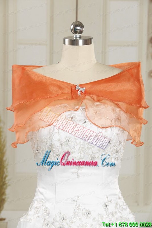 Cheap Strapless Appliques 2015 Quinceanera Dresses in Orange
