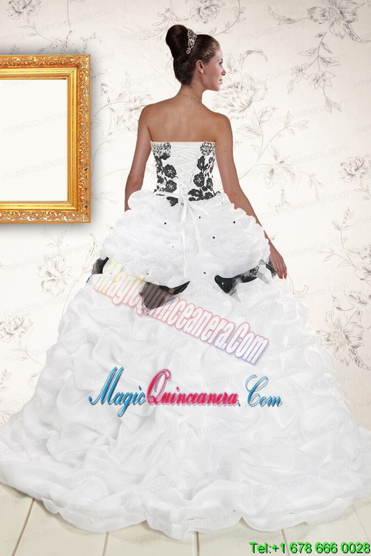 Hot White Sweet 15 Dresses with Pick Ups and Hand Made Flowers