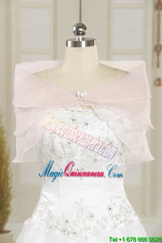 Hot White Sweet 15 Dresses with Pick Ups and Hand Made Flowers