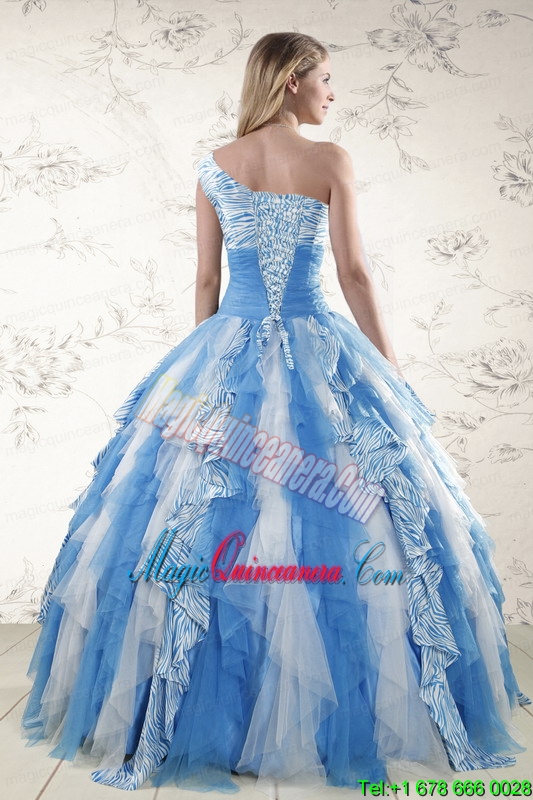Multi Color One Shoulder Printed Quinceanera Dresses for 2015