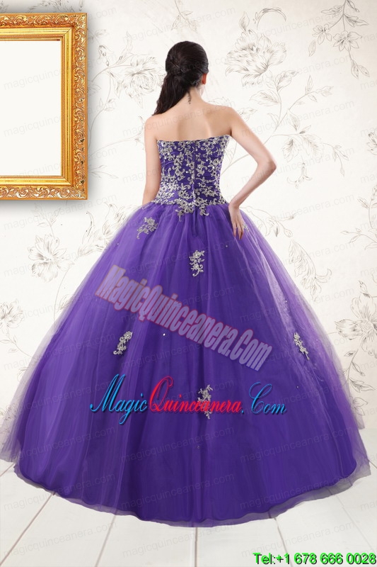New Arrival Purple Quinceanera Dresses with Appliques and Beading
