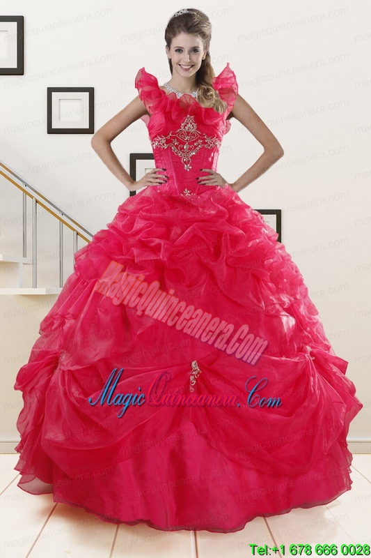 Perfect Red Sweetheart Quinceanera Dresses with Appliques