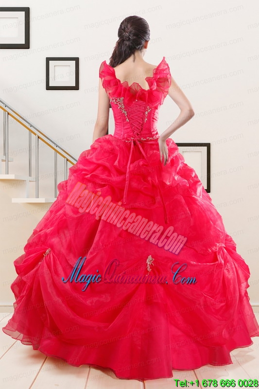 Perfect Red Sweetheart Quinceanera Dresses with Appliques