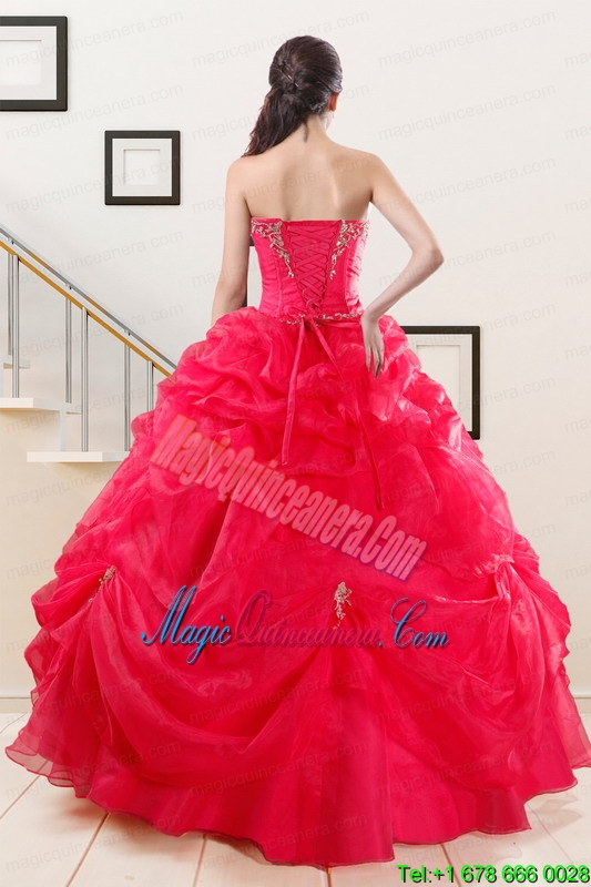 Perfect Red Sweetheart Quinceanera Dresses with Appliques