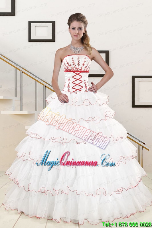 Pretty Ruffeld Layers 2015 Quinceanera Dresses with Strapless