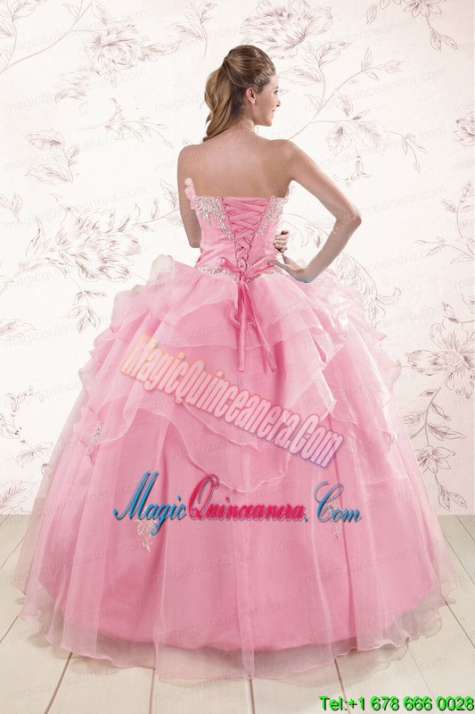 The Most Popular Appliques Baby Pink Dresses for Quinceanera