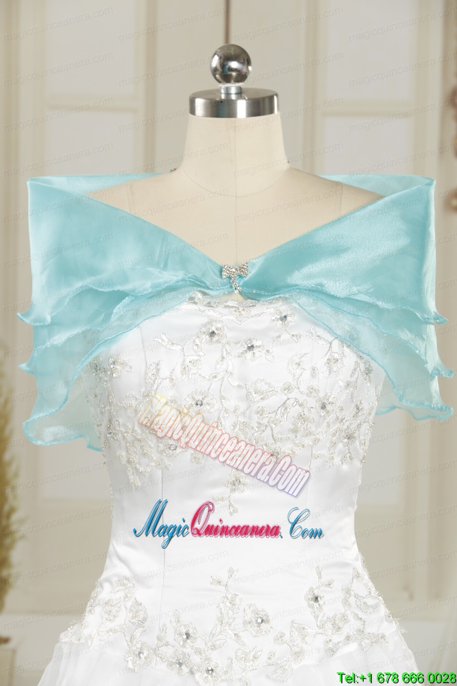 Unique Beading Aqua Blue 2015 Quinceanera Dresses