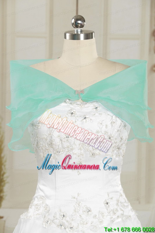 2015 Exquisite Turquoise Sweep Train Quinceanera Dresses with Beading and Picks Ups