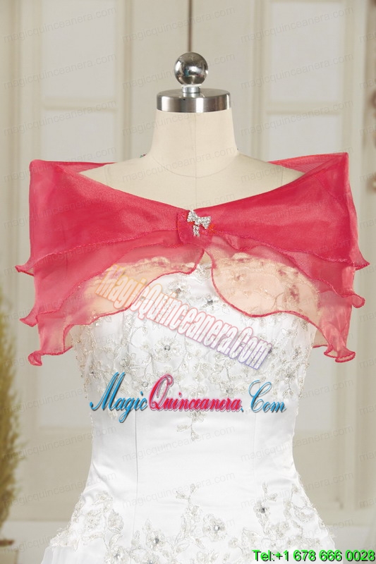 Customize Rolling Flower Beading 2015 Quinceanera Dresses in Coral Red