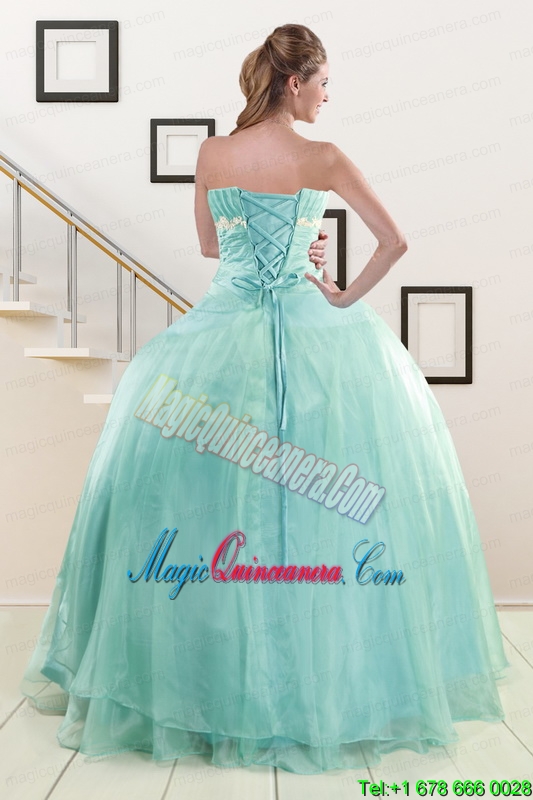 Discount Blue Quinceanera Dresses with Appliques for 2015