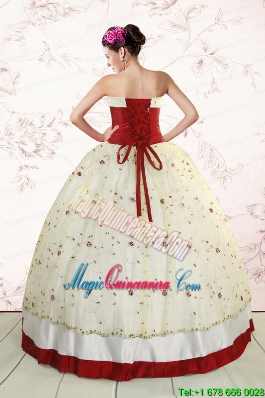 Popular Multi Color 2015 Quinceanera Gowns with Appliques and Bowknots