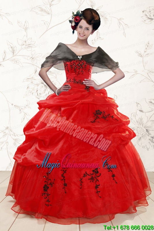 Sweetheart Red Quinceanera Dresses With Applique for 2015