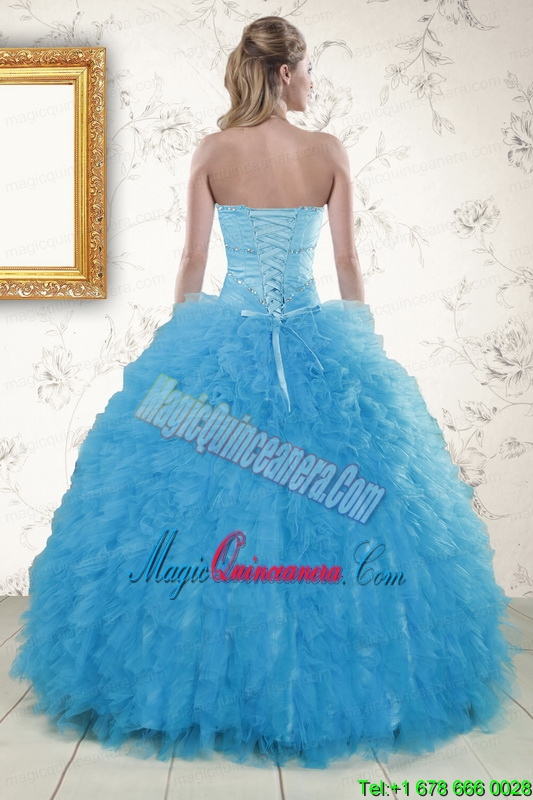 2015 Remarkable Beading Quinceanera Dresses in Baby Blue