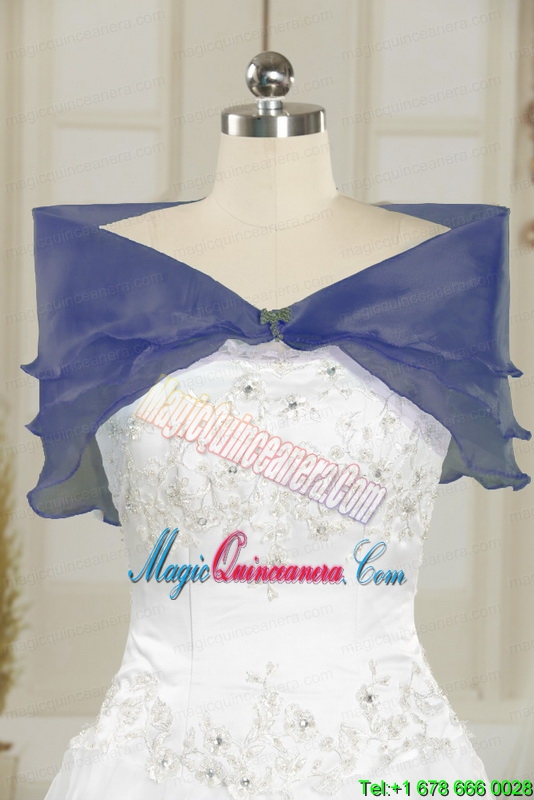 Embroidery and Pick Ups Cheap Quinceanera Dress in Navy Blue