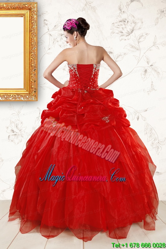 Most Popular Sweetheart Beading Quinceanera Dresses in Red