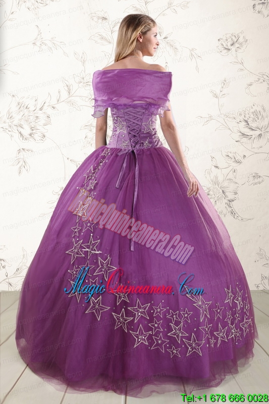 2015 Beautiful Sweetheart Purple Quinceanera Dresses with Embroidery