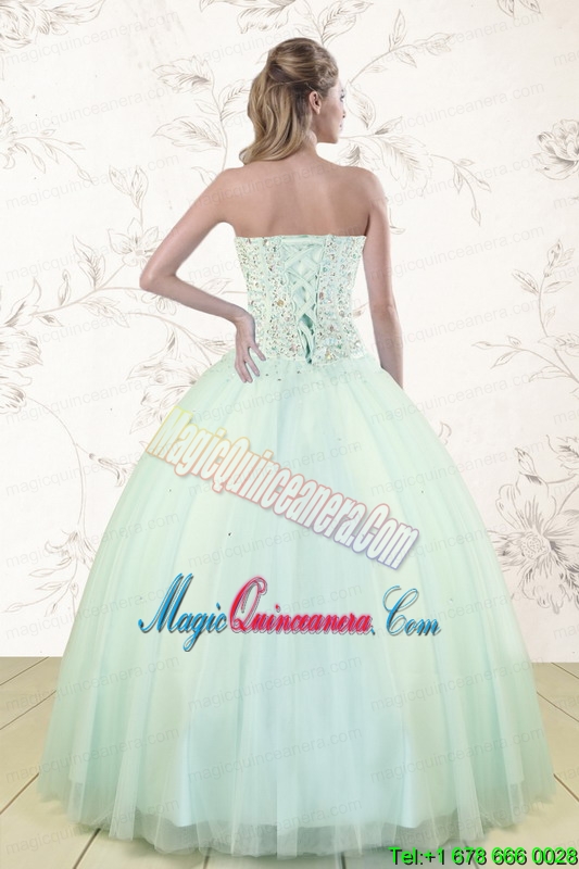 2015 Light Blue Sweet 15 Dresses with Beading