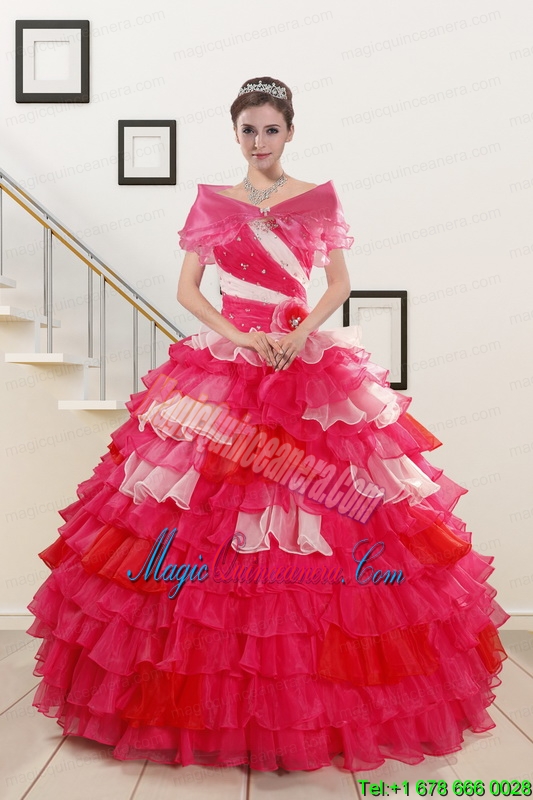 2015 One Shoulder Pretty Quinceanera Dresses in Multi Color