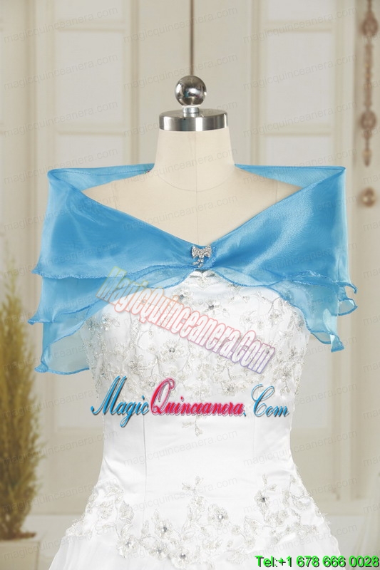 Cheap White Ball Gown Quinceanera Dresses with Appliques and Beading