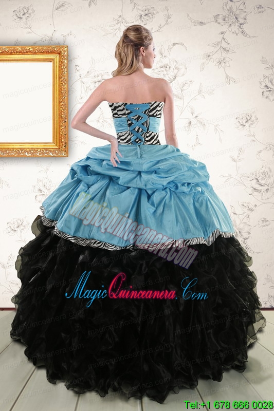 Luxurious Ruffles 2015 Quinceanera Dresses with Zebra and Belt