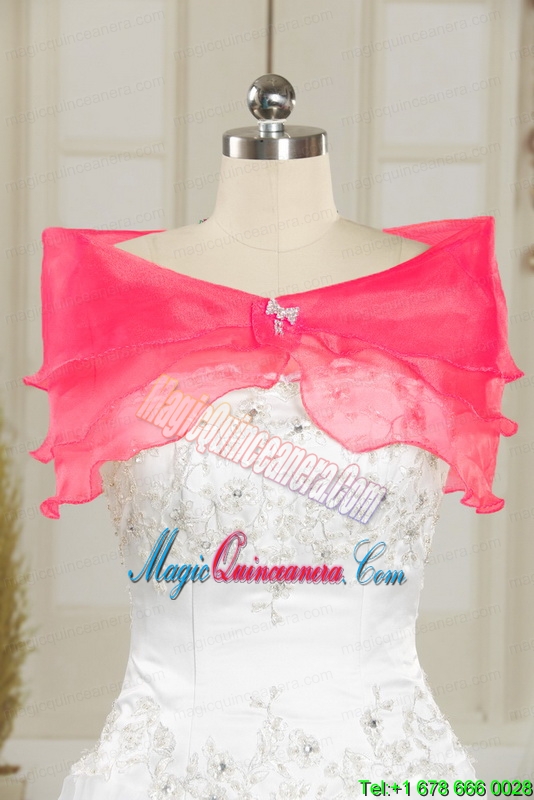 2015 Cheap Appliques Quinceanera Dresses in Hot Pink
