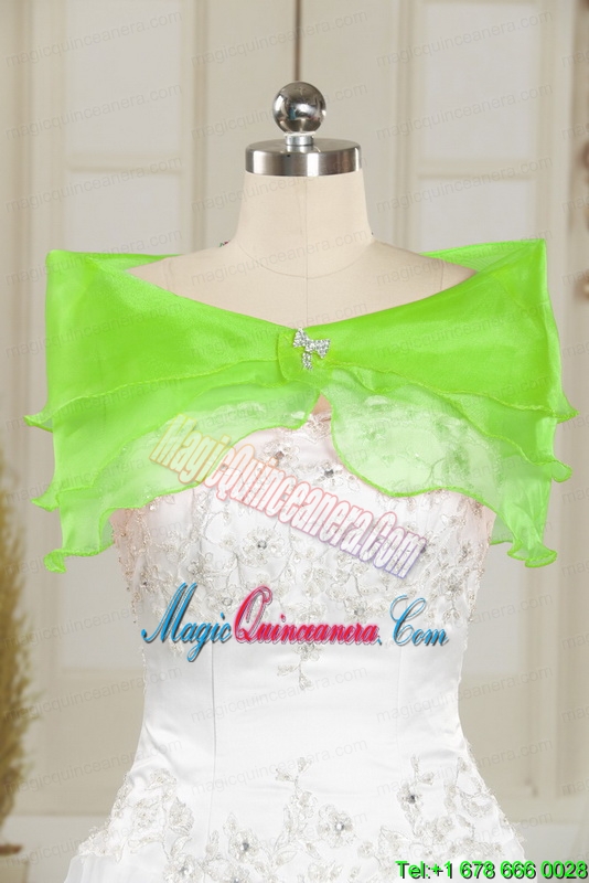 2015 Pretty Puffy Apple Green Sweet 16 Dresses with Beading